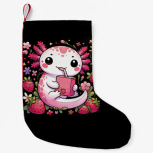 Axolotl Drinking Japanese Strawberry Milk  Small Christmas Stocking