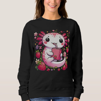Axolotl Drinking Japanese Strawberry Milk Sweatshirt