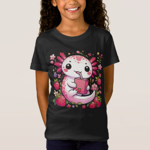 Axolotl Drinking Japanese Strawberry Milk T-Shirt