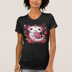 Axolotl Drinking Japanese Strawberry Milk T-Shirt