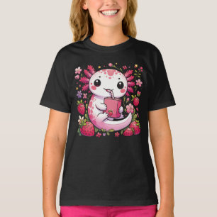 Axolotl Drinking Japanese Strawberry Milk  T-Shirt
