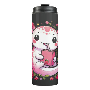 Axolotl Drinking Japanese Strawberry Milk  Thermal Tumbler