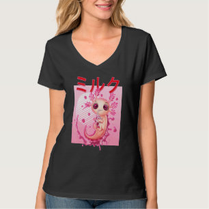 Axolotl Drinking Strawberry Milk Pink Plush Salama T-Shirt