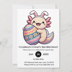 Axolotl Easter Joy Birthday Invitation