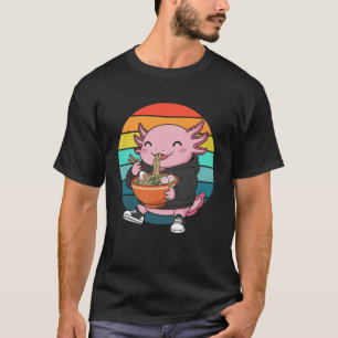 Axolotl Eating Japanese Ramen Noodles Kawaii Lover T-Shirt