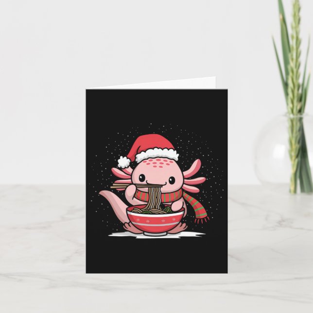 Axolotl Eating Ramen Christmas Pajama Animal Japan Card (Front)