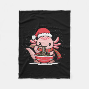 Axolotl Eating Ramen Christmas Pajama Animal Japan Fleece Blanket