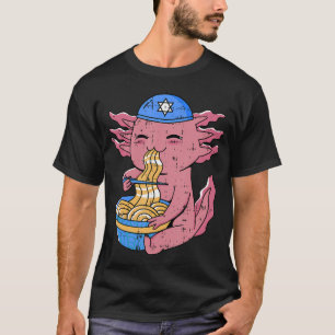 Axolotl Eating Ramen Hanukkah Star Of David Chanuk T-Shirt