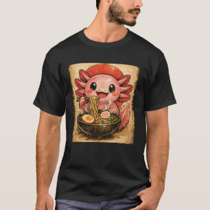 Axolotl Eating Ramen Japanese Noodles Kawaii Art N T-Shirt