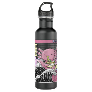 Axolotl Eating Ramen Kanagawa Wave Kawaii Japan Va 710 Ml Water Bottle