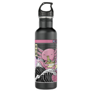 Axolotl Eating Ramen Kanagawa Wave Kawaii Japan Va 710 Ml Water Bottle