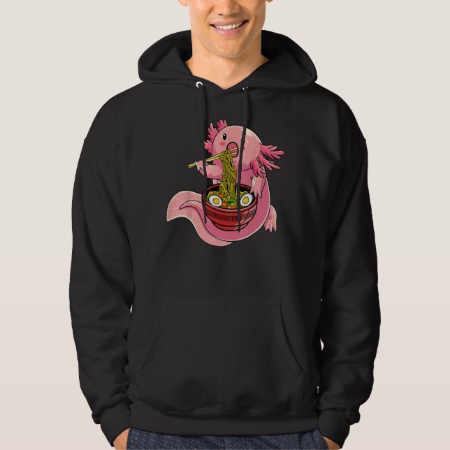 Axolotl Eating Ramen Noodle For Girls Teen Boys Hoodie (Front)