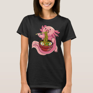 Axolotl Eating Ramen Noodle For Girls Teen Boys T-Shirt
