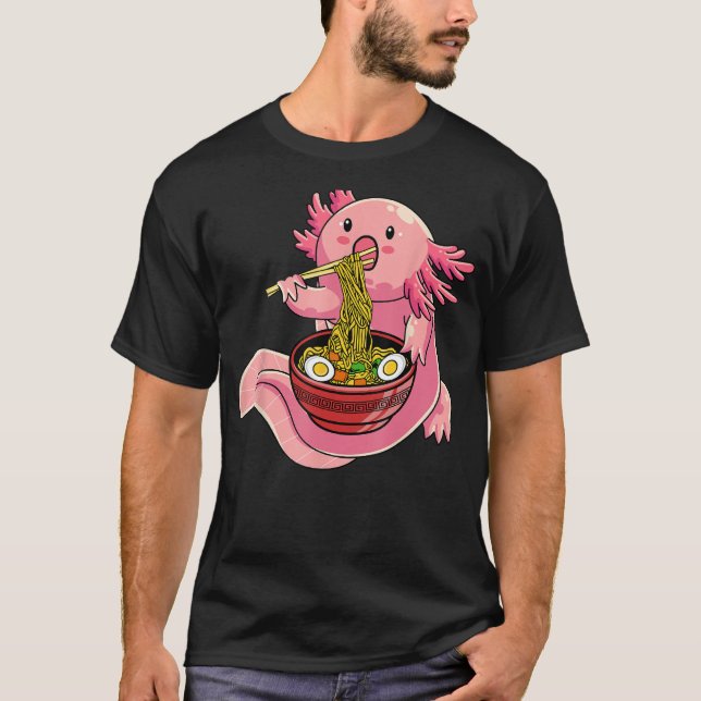 Axolotl Eating Ramen Noodle For Girls Teen Boys T-Shirt (Front)