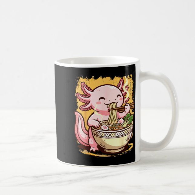 Axolotl Eating Ramen Noodles  Coffee Mug (Right)