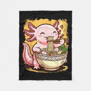 Axolotl Eating Ramen Noodles  Fleece Blanket