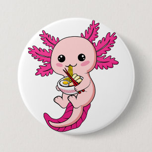 Axolotl Eating Ramen Noodles Kawaii Anime Round Bu 7.5 Cm Round Badge