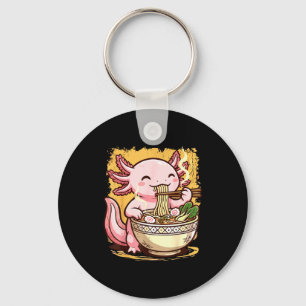 Axolotl Eating Ramen Noodles Key Ring