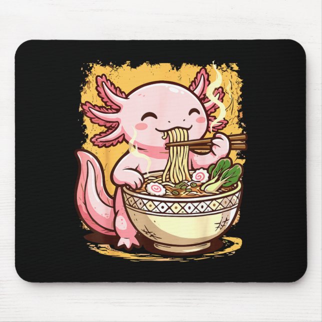 Axolotl Eating Ramen Noodles  Mouse Mat (Front)