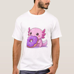 Axolotl eats purple doughnuts. T-Shirt