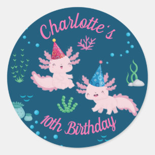 Axolotl Fiesta Birthday Party Celebration Classic Round Sticker