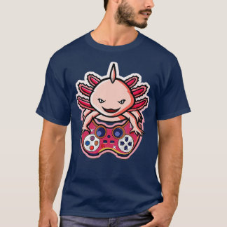 Axolotl Fish Playing Gaming Video  Axolotl Lizard  T-Shirt
