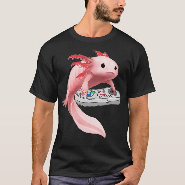 Axolotl Fish Playing Video Game WhiteAxolotl Lizar T-Shirt (Front)