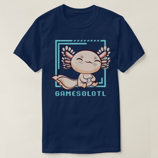 Axolotl Fish Playing Video Games Lizard Gamesolotl T-Shirt (Design Front)