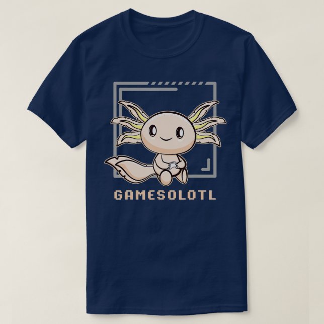 Axolotl Fish Playing Video Gaming Lizard Gamesolot T-Shirt (Design Front)
