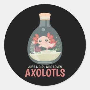 Axolotl Fish Tank Axolotl Questions Cute Anime Kid Classic Round Sticker