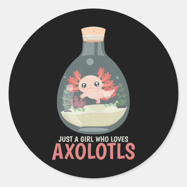 Axolotl Fish Tank Axolotl Questions Cute Anime Kid Classic Round Sticker (Front)