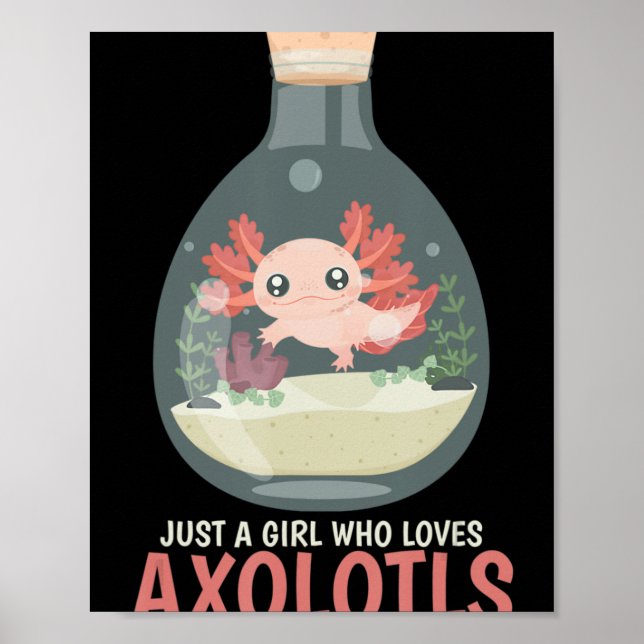 Axolotl Fish Tank Axolotl Questions Cute Anime Kid Poster (Front)