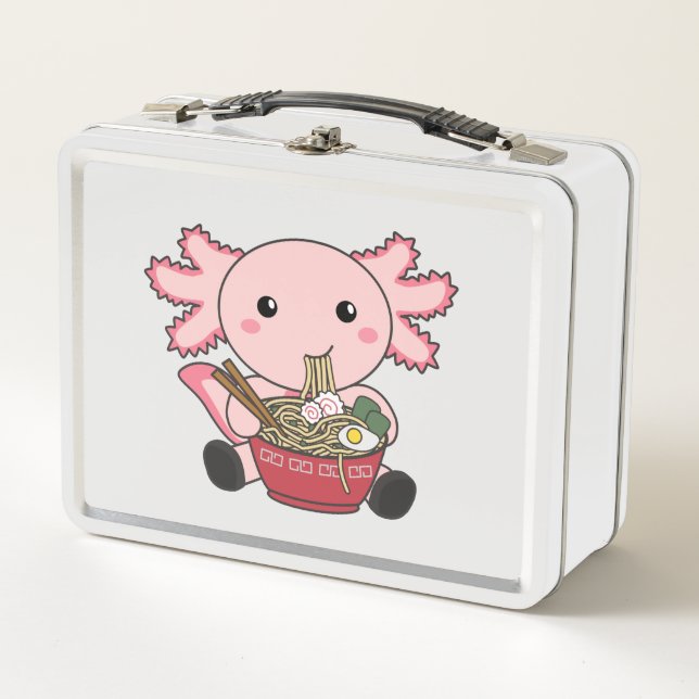 Axolotl Food Ramen Japanese Food Kawaii Animals Po Metal Lunch Box (Front)