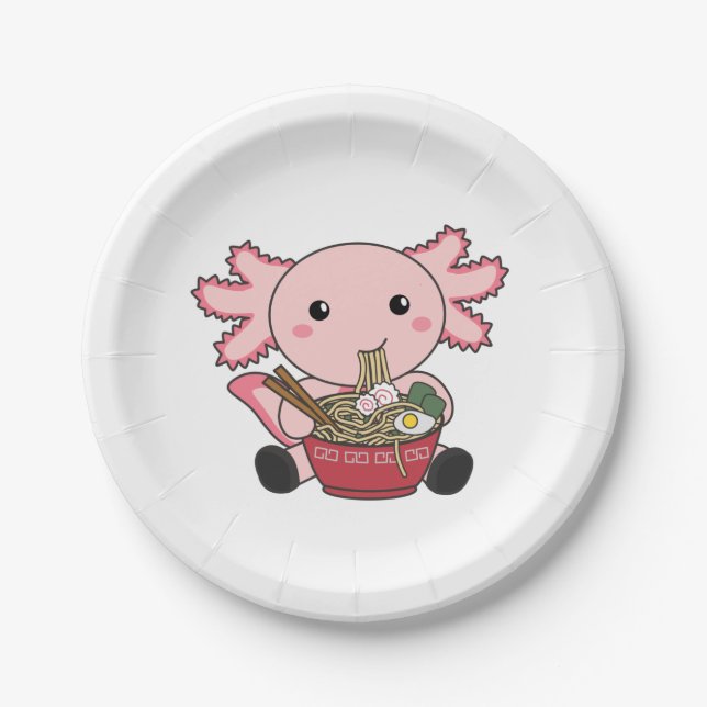 Axolotl Food Ramen Japanese Food Kawaii Animals Po Paper Plate (Front)