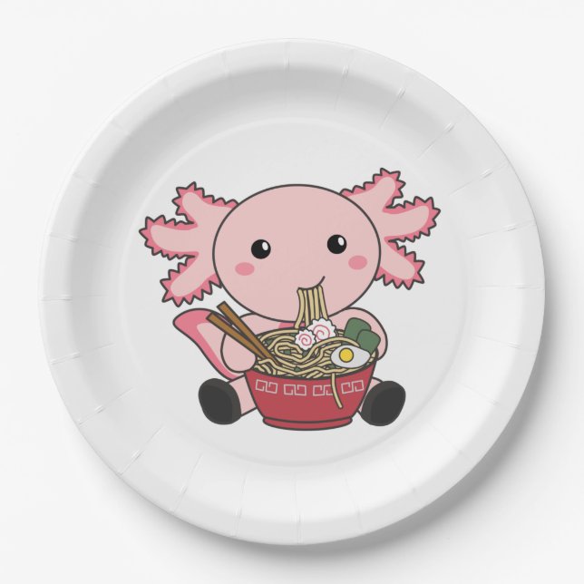 Axolotl Food Ramen Japanese Food Kawaii Animals Po Paper Plate (Front)