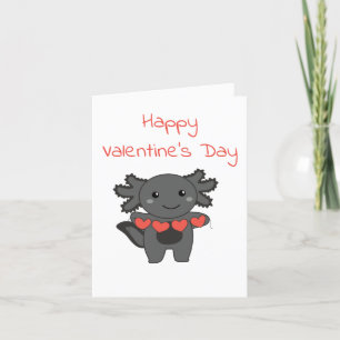 Axolotl For Valentine's Day Cute Animals With Holiday Card