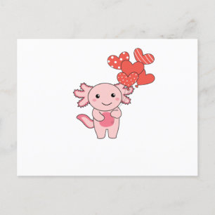 Axolotl For Valentine's Day Cute Animals With Postcard