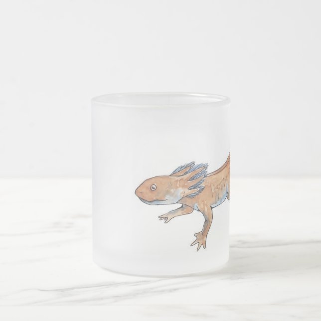 Axolotl Frosted Glass Coffee Mug (Center)