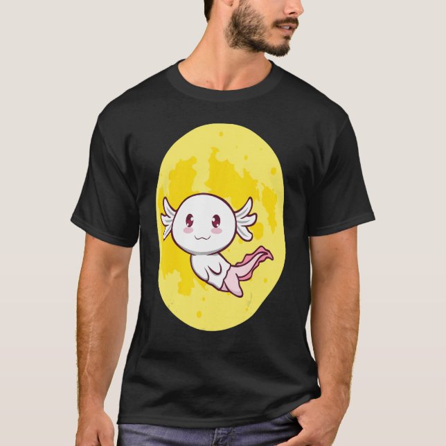 Axolotl Full Moon Lazy Halloween Costume Cute Liza T-Shirt (Front)