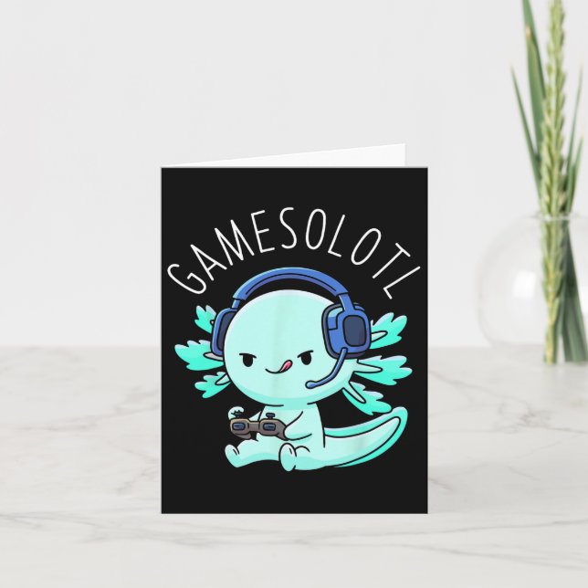 Axolotl Gamer Anime Gifts Kawaii Boys Girls  Card (Front)