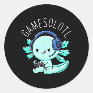 Axolotl Gamer Anime Gifts Kawaii Boys Girls  Classic Round Sticker