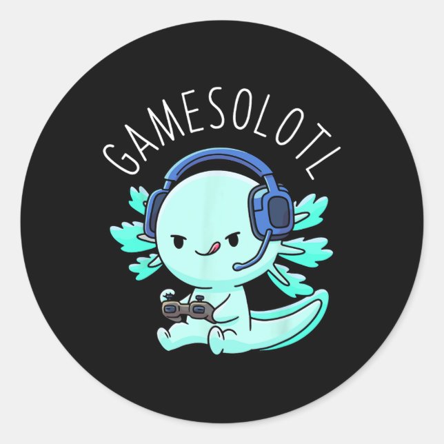Axolotl Gamer Anime Gifts Kawaii Boys Girls  Classic Round Sticker (Front)