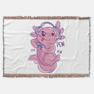 Axolotl Gamer Challenge Blast Throw Blanket