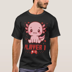 Axolotl Gamer Couple Capybara Retro Pixel Arcade T-Shirt