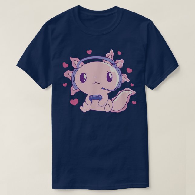 Axolotl Gamer Gaming Cute Funny Axolotls Kawaii Ja T-Shirt (Design Front)