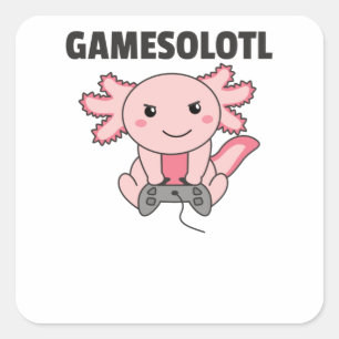 Axolotl Gamesolotl Cute Animals For Gamers Square Sticker
