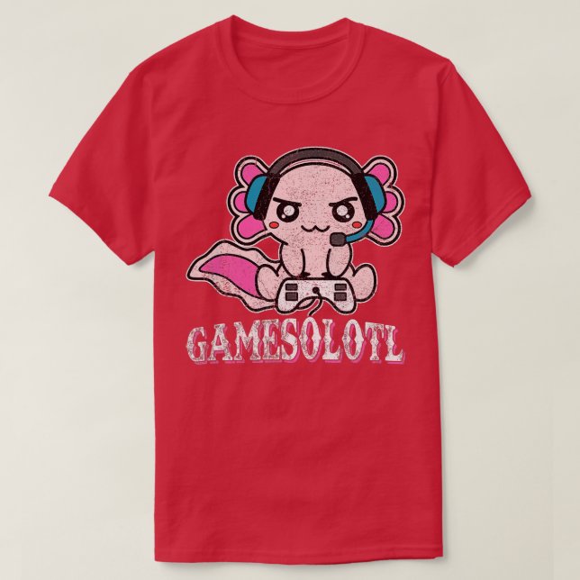 Axolotl Gamesolotl Funny Video Game Kids Boys Gami T-Shirt (Design Front)