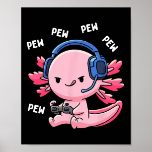 Axolotl Gaming Kids Boys Girls Anime Video Game Pe Poster