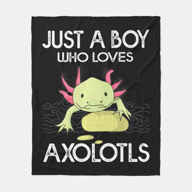 Axolotl Gift Anime Japanese Just A Boy Who Loves A Fleece Blanket (Front)