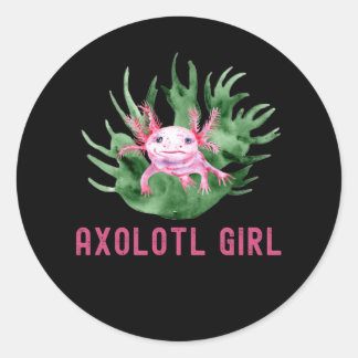 Axolotl Girl, Cute Funny Axolotl Lover Classic Round Sticker